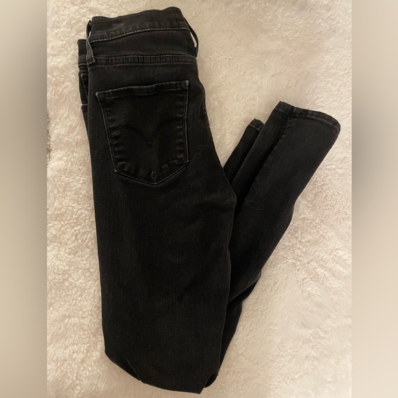 Levi 720 High Rise Super Skinny Black Denim Jeans Size 27 - Picture 3 of 8